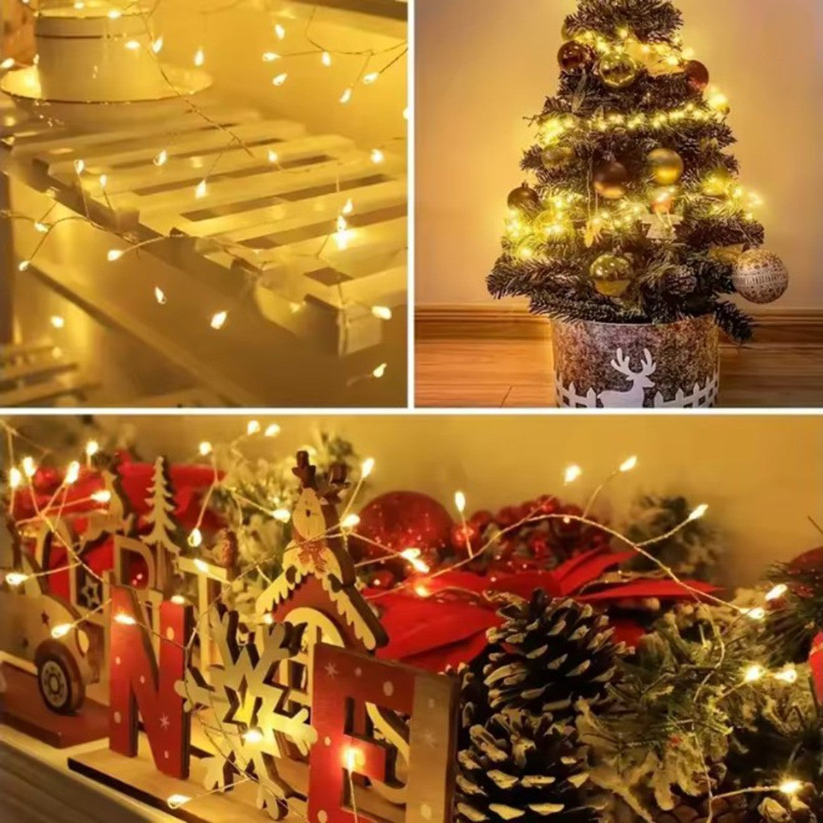 6M-50M LED String Fairy Cluster Lights Silver Wire Christmas Tree Light Outdoor Garland New Year Street Home Party Wedding Decor