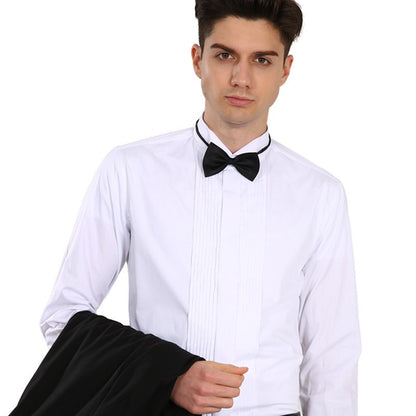 White Men's Dress Shirt,Single-breasted Long-sleeve Square Collar Shirts Wedding/party/performance Camisa Male Chemise S-7XL 8XL