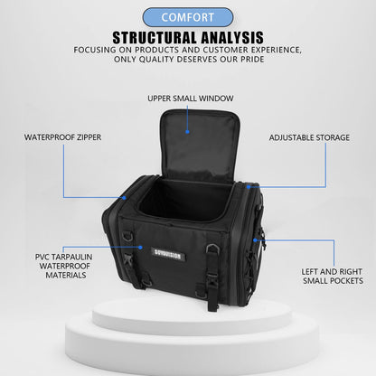 Motorcycle Tail Bag Waterproof 20L-60L Expandable Back Seat Saddle Bag Luggage Pannier Motorcycle Accessories Rider Backpack