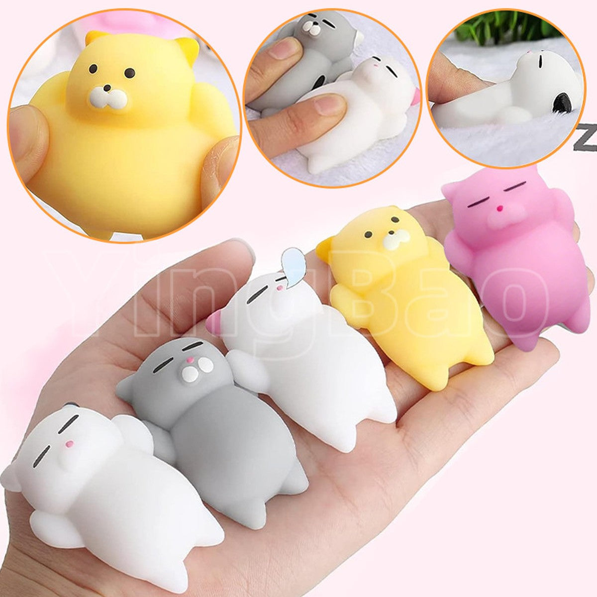 4/5/6PCS Kawaii Squishies Mochi Animal Antistress Toys Stress Relief Ball Relaxing Mood Squeeze Gifts Party Favors for Birthday