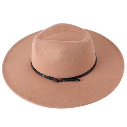 Wool Warm Wide Brim Fedora Hats Women Solid Color Top Jazz Felt Hat For Men Panama Gamble Yellow Hats