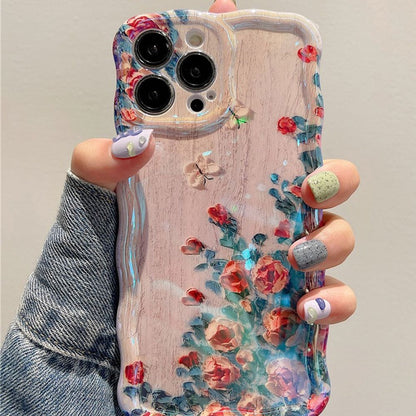 Capa de Celular Pintura a Óleo Retrô Para iPhone 14 ProMax 15 13 12 16 Pro Capa de Silicone Luxuosa com Estampa de Flor à Prova de Choque Decoração Artística