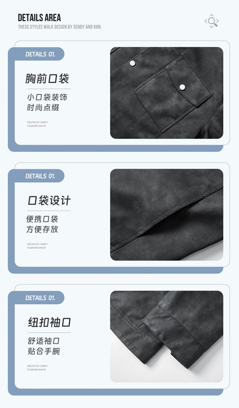 Leather Jacket Men Suede Coats Black Pockets Oversized 6XL 7XL 8XL Plus Size Street Motorcycle Button Autumn Brand Waterproof