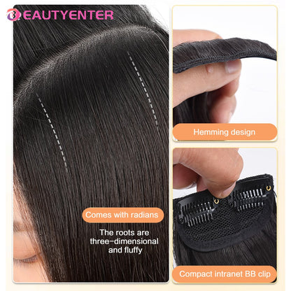 Tic-Tacs Sintéticos One Piece 2Clips Cabelo Liso Invisível com Tic-Tac Aumento de Volume Apliques Capilares Cobertura Lateral Superior