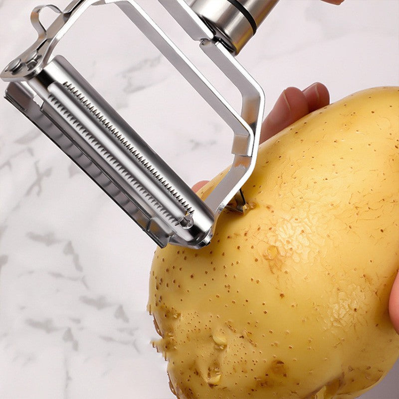 3-in-1 Stainless Steel Peeler - Multi-Function Vegetable Peeler, Julienne Slicer, Grater for Kitchen, Easy Grip Ergonomic Design