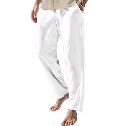 Men's Casual Pants Loose Fit Breathable Lightweight Spring Summer Long Pants Elastic Waist Cozy Beach Trousers Basic Style