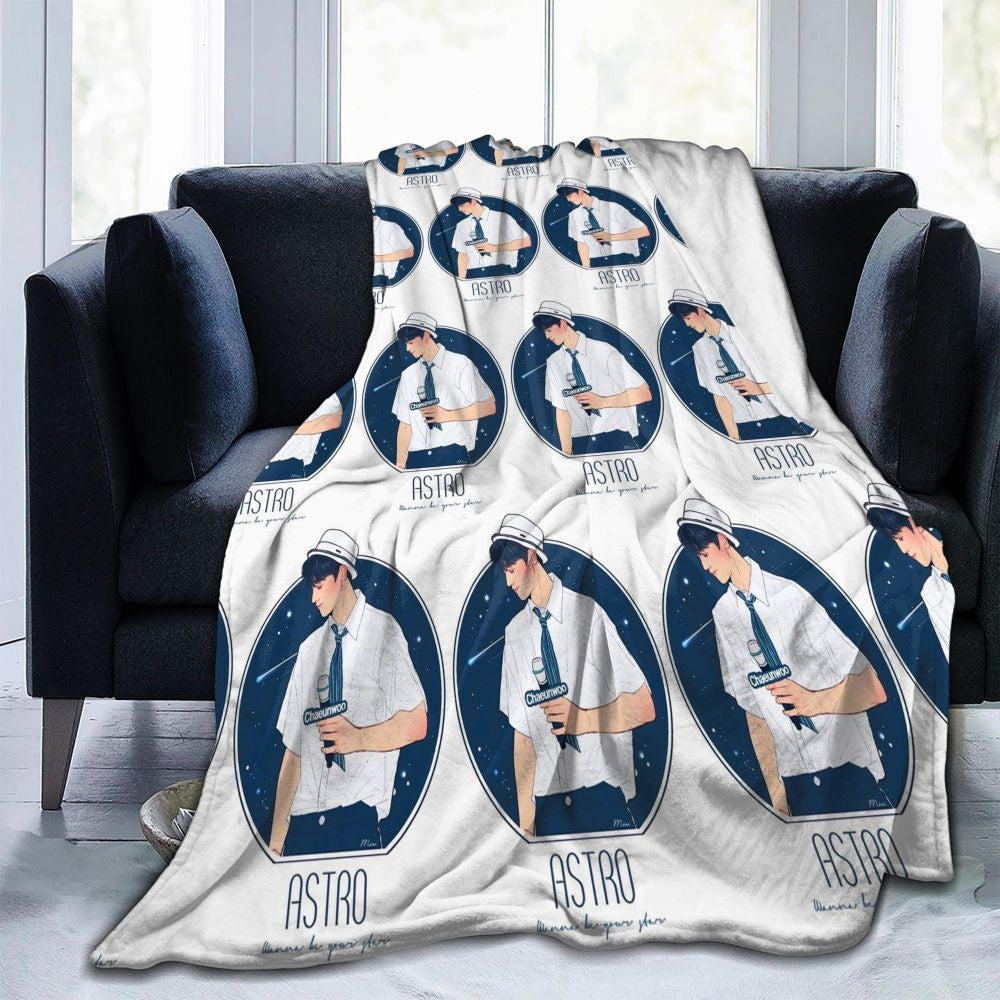 Cha EunWoo Kpop Astro Blankets Soft Warm Flannel Throw Blanket Cover for Bed Living room Picnic Travel Home Sofa