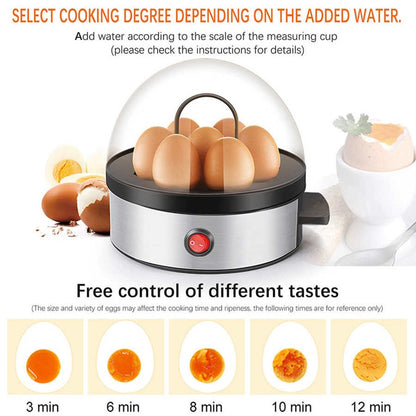 Panela Elétrica a Vapor para 7 Ovos Cozedor Mini Máquina de Cozinhar Ovos em Aço Inoxidável Utensílio de Cozinha para Casa UE 220V
