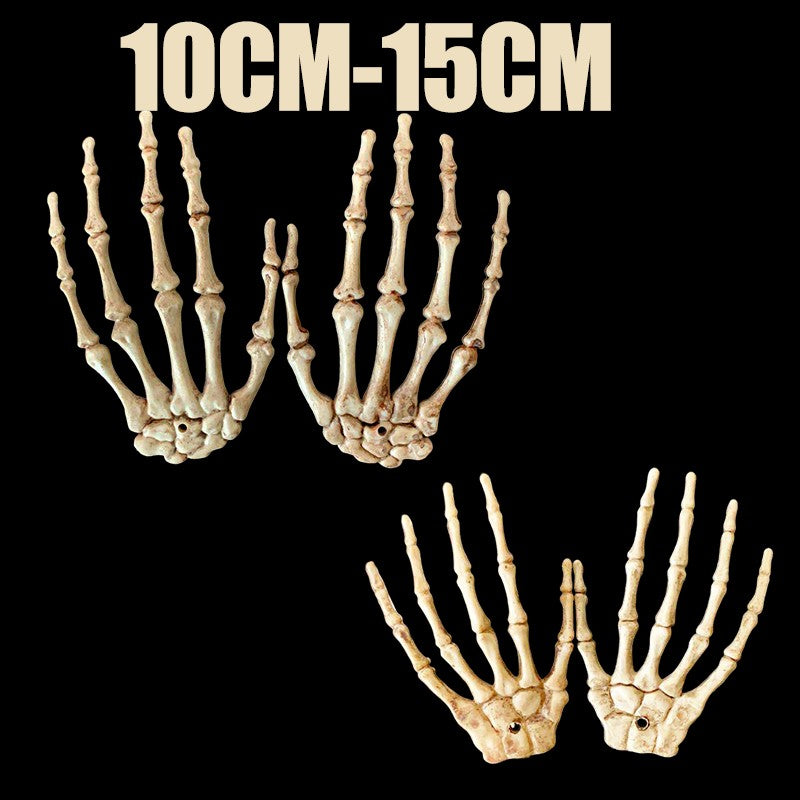 1 Pair Of Halloween Skeleton Hands Haunted House Bar Party Plastic Horror Props Dummy Hands Bones Halloween Scene Decor Supplies