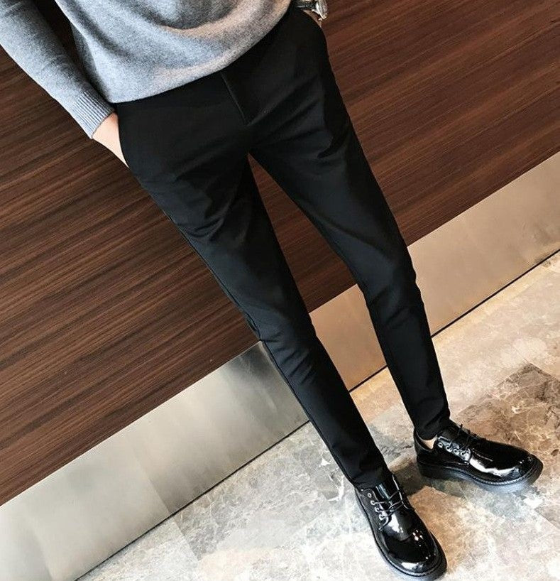 Fluid Tressed Man Suits Pants Black Office Slim Fit Trousers for Men Work Draped Clothes Offer Chinese Homme Spring Thin Casual