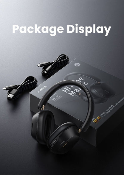 Fones de ouvido Bluetooth sem fio UGREEN Max5c ANC com cancelamento de ruído ativo de 43dB, Hi-Res LDAC, 75H de áudio espacial