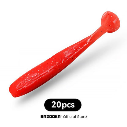 Bazooka Shad Worm Pesca Isca Artificial Macia Grande Silicone 90 100mm Isca Cauda T Easy Shiner Wobbler Swimbait Pesca Truta Lúcio Baixo Inverno