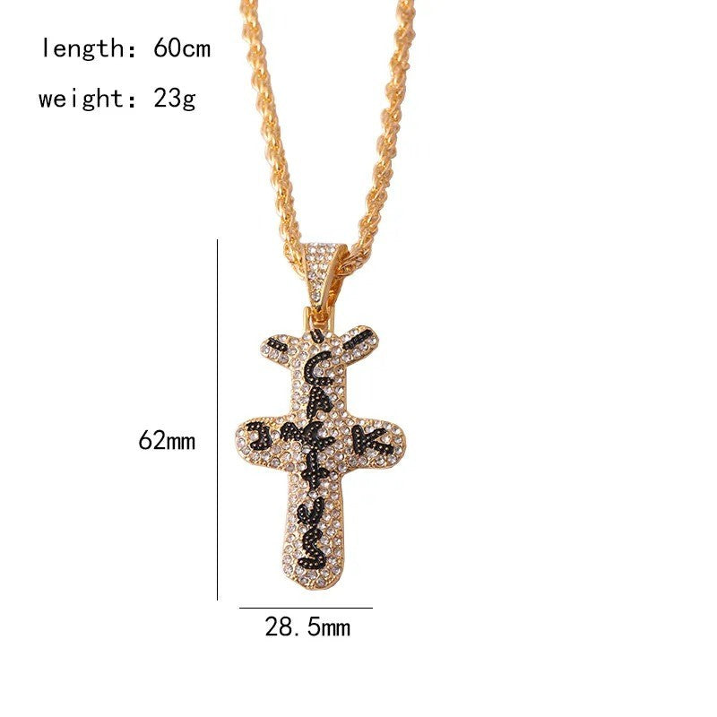 Personality Punk Trendy Cool Gothic Wood Cross Pendant NNecklace for Women Men Vintage Hip Hop Y2k Necklace Party Jewelry Gift