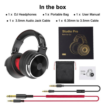Oneodio Fone de Ouvido DJ Profissional com Fio Studio Pro 50 com Microfone Over Ear HiFi Monitor Fone de Ouvido para Telefone PC