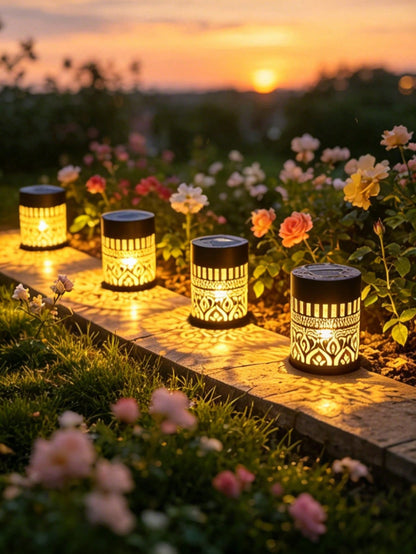 2 Pcs Solar Mandala Lamp, Openwork Wrought Iron Lamp, Solar Garden Decorative Lighting.
