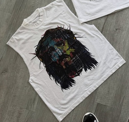 Y2K Summer Casual Loose T-shirt Men Street Hip-hop Harajuku Retro Fashion Oversized Short-sleeved High Street Fashion Clothing