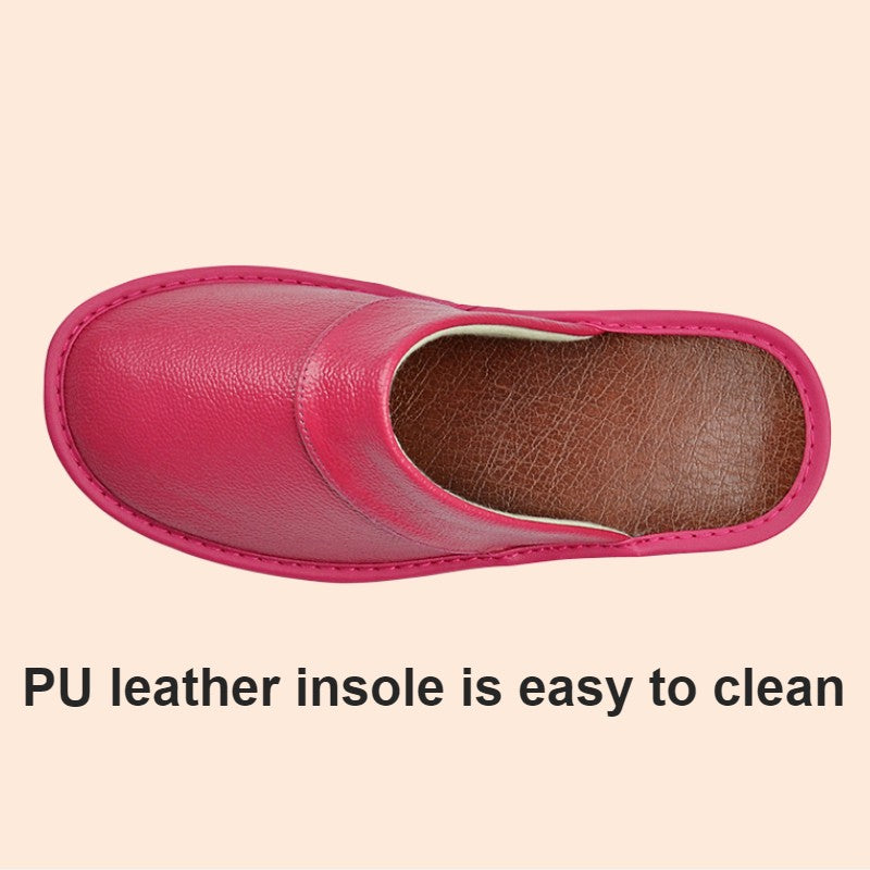 Big sizeGenuine Cow Leather Slippers Homes in indoor slipper Spring Autumn men women elderly non-slip casual single Slides shoes