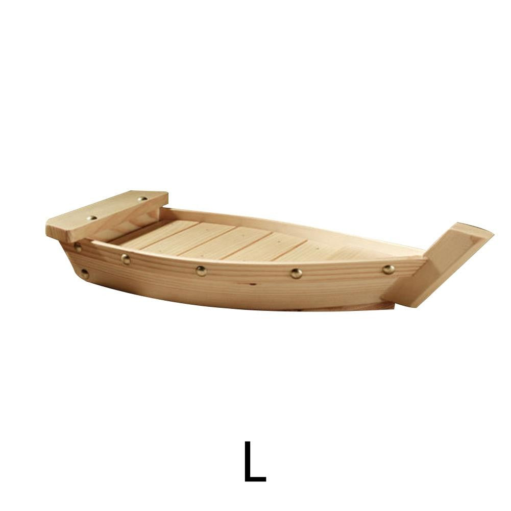 Japanese Style Wooden Ship Shaped Sushi Sashimi Tray Durable Creative Platter Cuisine Tableware Decoration Ornament