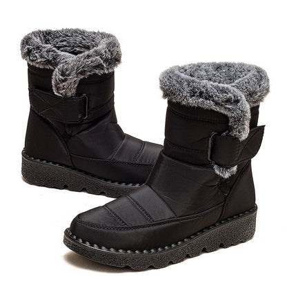 Women's Boots 2025 Trend Snow Boots With Fur Winter Shoes Woman Low Heels Footwear Winter Boots Women Combat Middle Botas Mujer