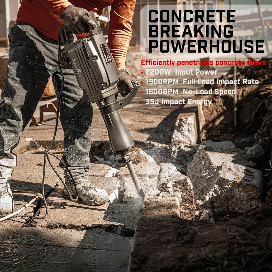 Martelo Rotativo Elétrico Demolidor de 2200W para Aplicações em Madeira, Metal e Concreto com Alto Impac