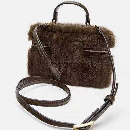 Faux Fur Mini Box Bags Luxury Designer Handbag for Women Trendy Ladies Fashion Casual Chain Elegant Shoulder Bags Crossbody Bag