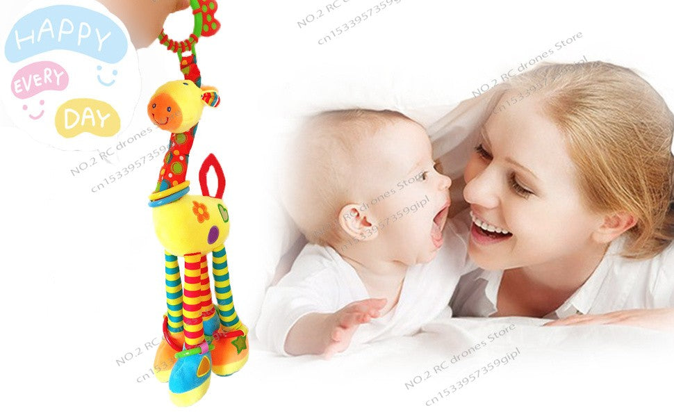 47CM Baby Stroller Soother Hanging Doll Giraffe with Soft Cotton Crib Bell Infant Bed Game Educational Toy for Son Daughter Gift