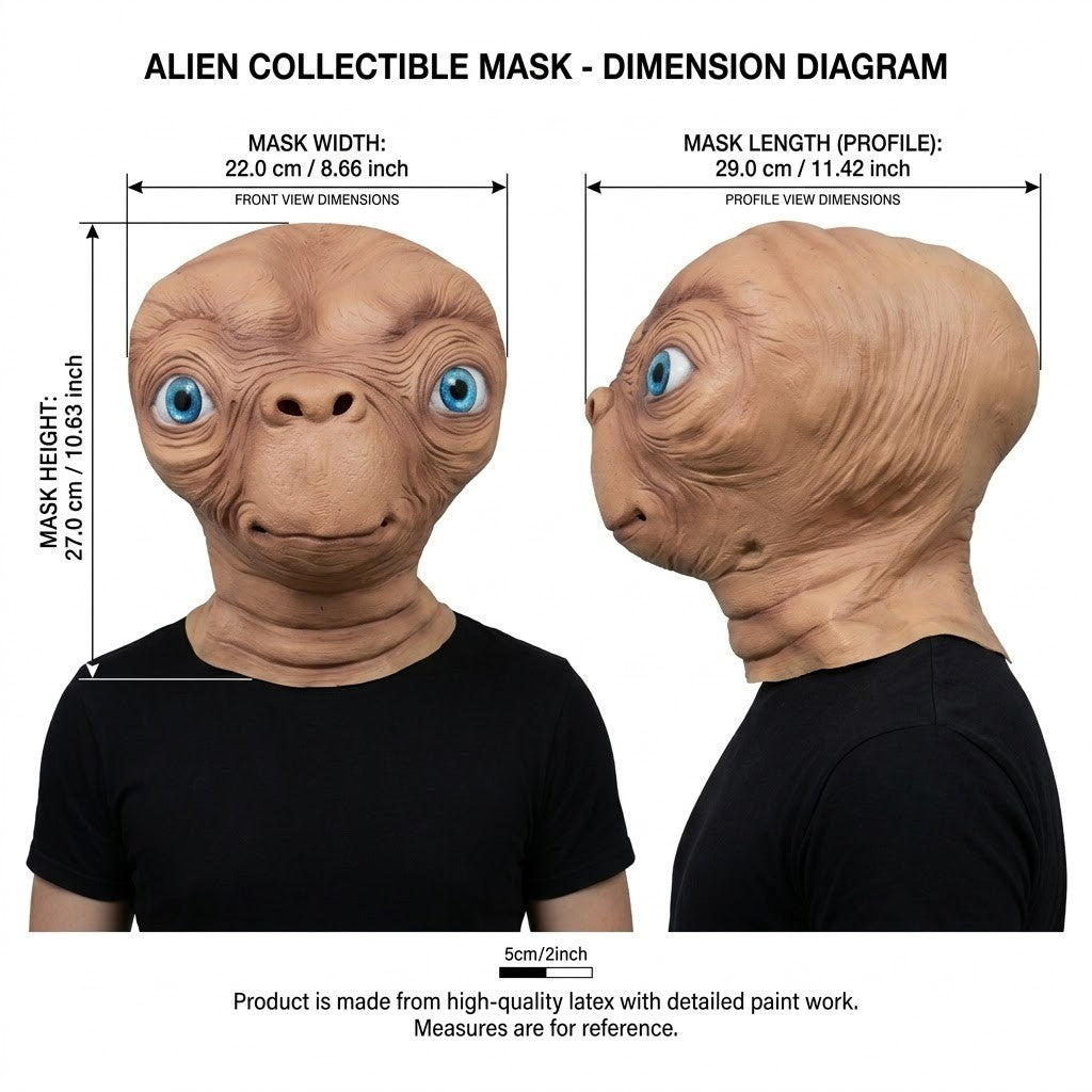 Realistic Alien Latex Mask Extraterrestrial Big Eyes Full Head Mask Sci-Fi Space Creature Cosplay Costume Halloween Party Horror