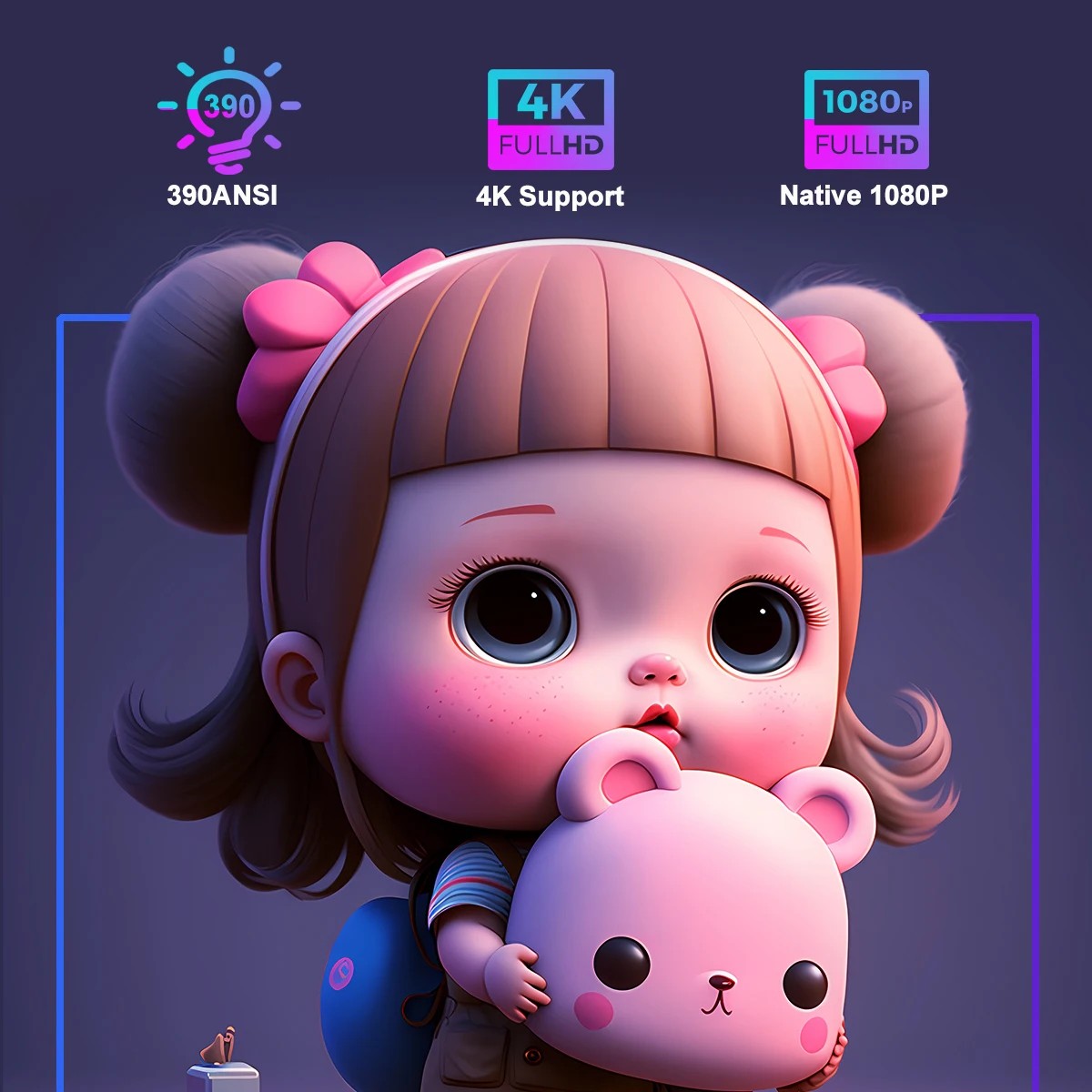 New KaiAqua HY320 Projector Android 11 390ANSI HD 4K Native 1080P Dual Wifi6 BT5.0 Cinema level Portable Projetor HY300 Upgrated