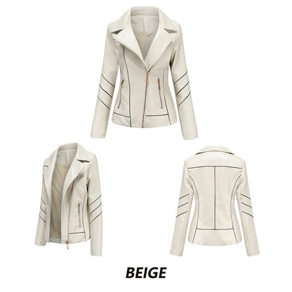 Red PU Faux Leather Jacket Women fashion Casual Biker Jackets Outwear Female Tops spring and autumn Black Leather Jacket Coat