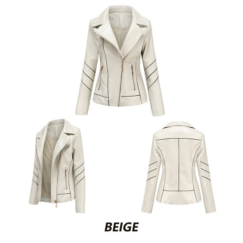 Red PU Faux Leather Jacket Women fashion Casual Biker Jackets Outwear Female Tops spring and autumn Black Leather Jacket Coat