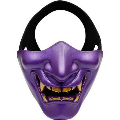 Bullsgetin Airsoft Half Face Mask - Evil Demon Monster Kabuki Samurai Hannya Oni Masquerade Ball, Party, Halloween, Cs War Game