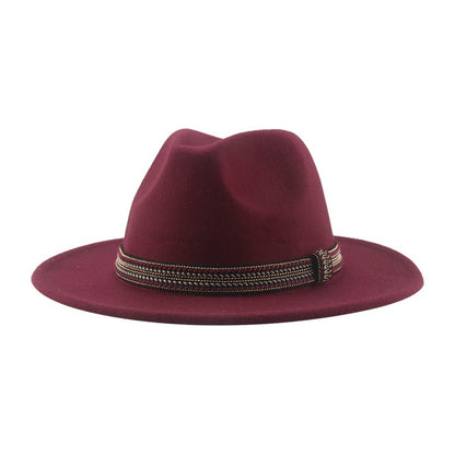 Chapéu Feminino Fedora de Feltro Sólido Casual Chapéu de Inverno Feminino Bonés Masculinos Faixa Panamá Preto Cáqui ????? ??????? Sombrero