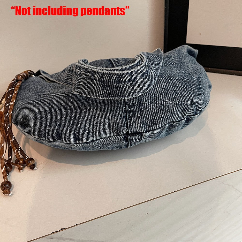 Autumn and Winter Trendy and Cool Fashion Denim Dumpling Bag New Zipper Versatile Single Shoulder Crossbody Bag