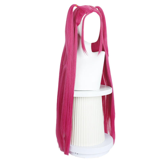 Rose Red Middle Double Braid Long Hair Synthetic Wig | Animated Movie KPop Demon Hunters Character Mira Cosplay WigHalloween Par