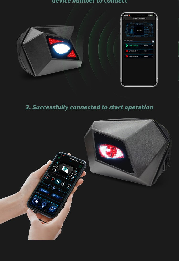 LOY Evil Eye Named Black Crossbody Bag with LED Screen Fashionable Tech-Integrated Stylish Shoulder Bag