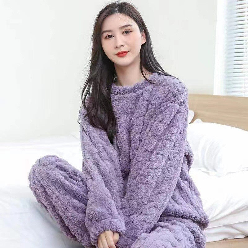 Winter Women's New Pajamas Homewear Suit Women's Fall and Winter Warm Clothes Coral Velvet Leisure Pajamas Padded Homewear