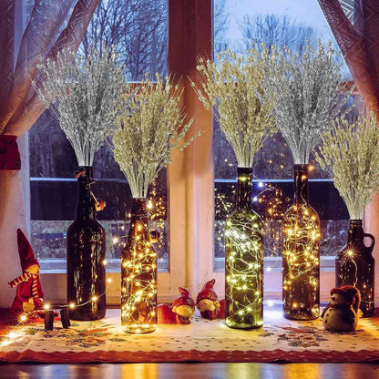 1-10pcs Gold Christmas Decorative Flash Artificial Berry Stem Decor for Christmas Tree DIY Wreath Fireplace Holiday Crafts Gifts