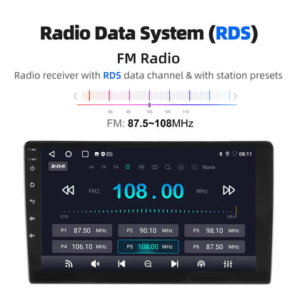 ESSGOO Rádio Estéreo Automotivo 9 polegadas 2 DIN Sem Fio CarPlay Android Auto Bluetooth 64G GPS Navegação RDS WiFi USB FM DAB+CÂMERA