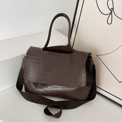 Crocodile Pattern Crossbody Bag For Women Black Shoulder Bag Brand Designer Women Bags Luxury PU Leather Flap Messenger Handbag