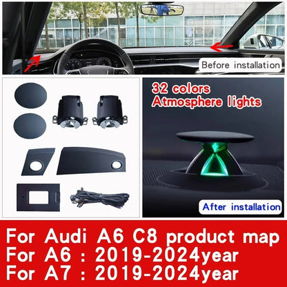 Elevador Tweeter para alto-falante com luz ambiente para Audi A6 C7 C8 A7 A4 A5 B8 B9 Q5 2017-2024 corneta de painel central Lâmpada profissional