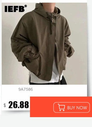 IEFB Korean Style Men's Fashion Tide Woolen Coat Single Breasted Overcoat 2025 Autumn New Stylish Trench Casual Loose Fit 9D1655