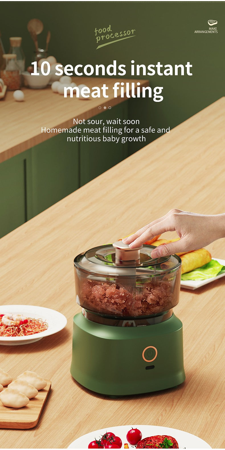 350ml Mini Processador Elétrico Sem Fio de Alho, Dupla Função, Para Purê de Alho, Recarregável Via USB, Triturador de Alimentos Para Cozinha, Moedor de Carne e Vegetais