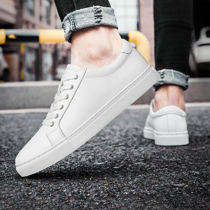 New Sneakers Men Shoes Genuine Leather Mens Casual Shoes Flat Male Footwear Fashion Black White Shoes Tenis Masculino Skateboard