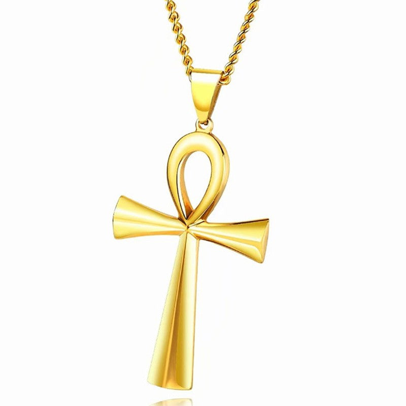1 Amuleto Pingente Egípcio Ankh Crucifixo Colares Pingentes Aço Inoxidável Símbolo da Vida Colares Cruz Joias