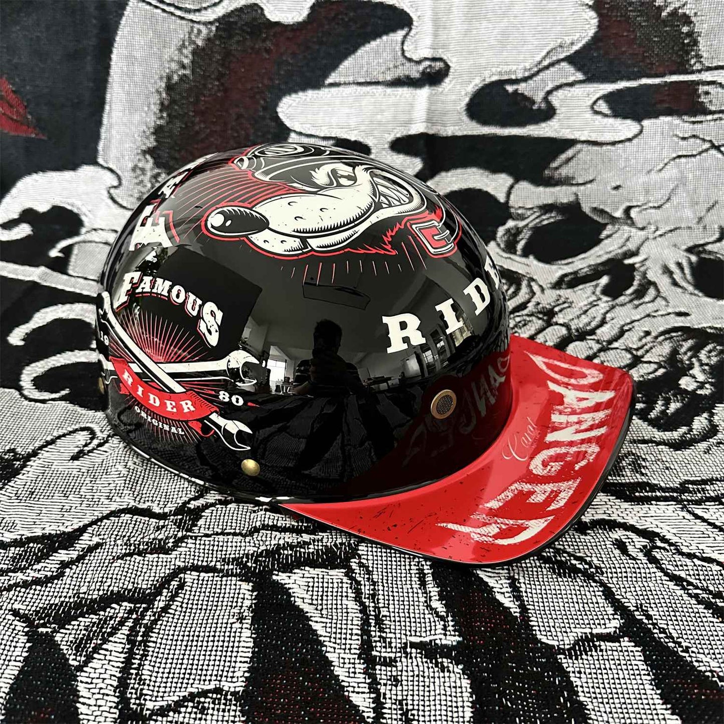 Capacete de beisebol Moto Retro Capacete de motocicleta Capacete de scooter Masculino e feminino Capacete de meio capacete de moda ao ar livre