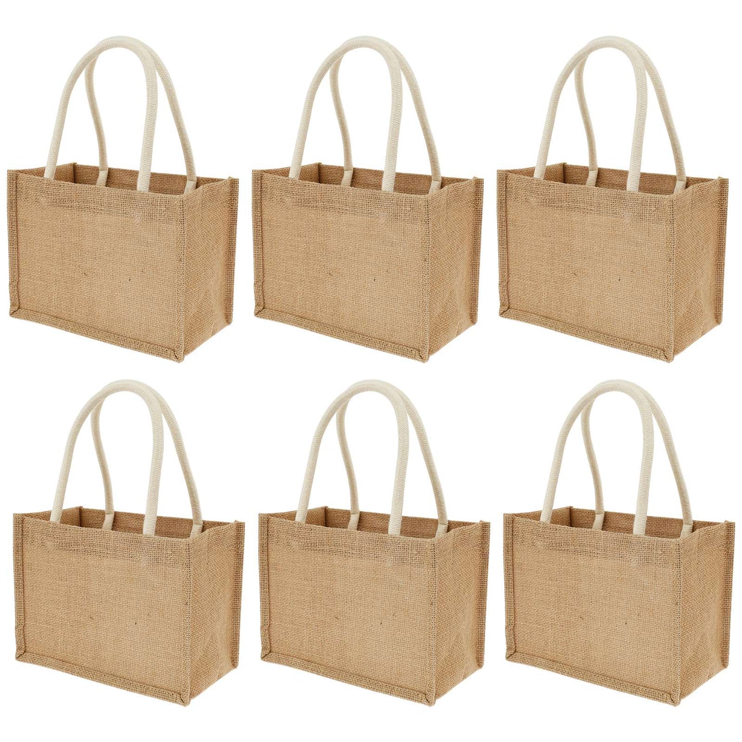 Portable Jute Tote Bag Burlap Tote Bags Mini Burlap Beach Bags Multipurpose Burlap Hand Bags for Shopping Trips Beach School