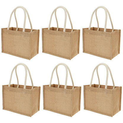 Portable Jute Tote Bag Burlap Tote Bags Mini Burlap Beach Bags Multipurpose Burlap Hand Bags for Shopping Trips Beach School