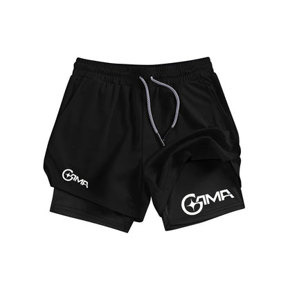 Men'S Summer Letter Print Jogger Shorts 2-In-1 Double Layer Quick Dry Fitness Training Running Beach Sports Pants