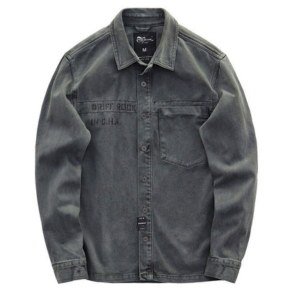 Sansour 2023 New 100% Cotton Military Shirt Men Long Sleeve Casual Dress Shirt Male Cargo Work Shirts With Embroidery