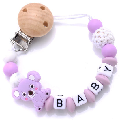 Baby Personalised Name Silicone Pacifier Clips Chain Wholesale 1Pcs Baby Nipple Pacifier Chain Cartoon Shape Holder